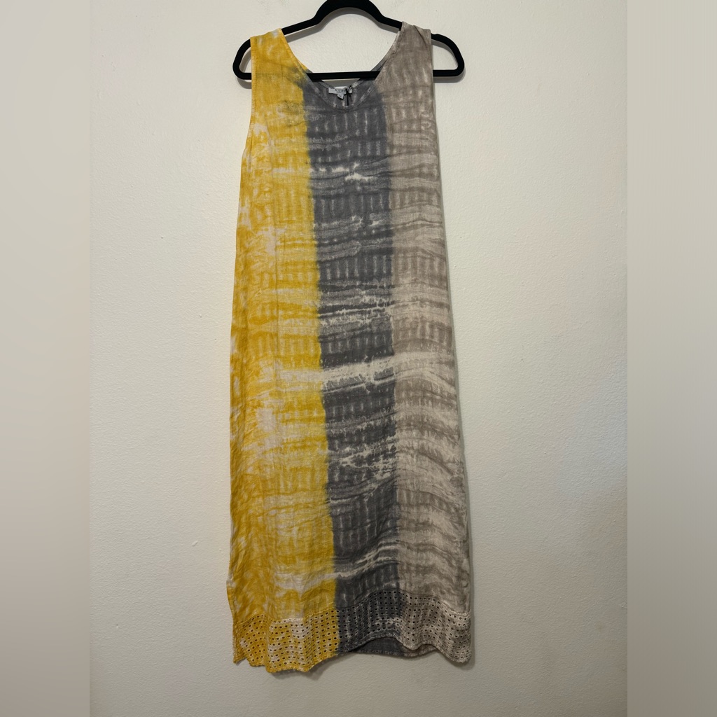 Rosemarine Linen Multi Color Tie Dye Maxi Dress New